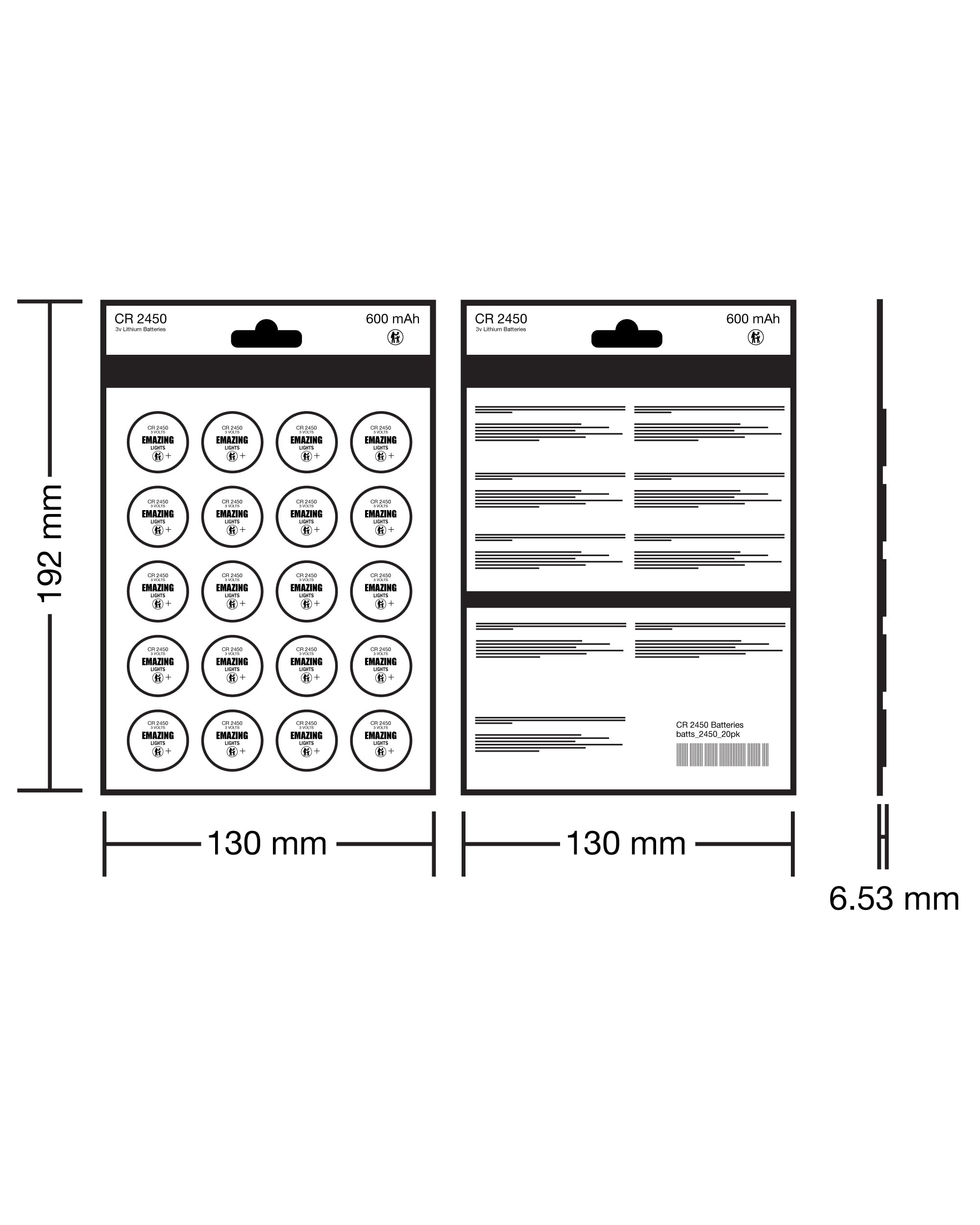 EmazingLights EmazingLights 20 Pack CR2450 Battery 3V Lithium Coin Cell Batteries Long Lasting Multipack for Keyless Remote FOB, Candles