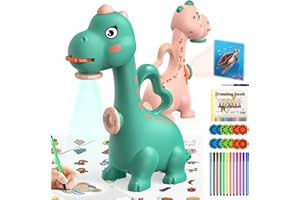 KETIEE Dinosaur Drawing Projector Toys for Ages 5-7 Tracing and Drawing Projector for Kids with Two Projector Heads, Smart Art Sketcher Projector with 96 Stencils, Toddler Toys for Boys (Green)
