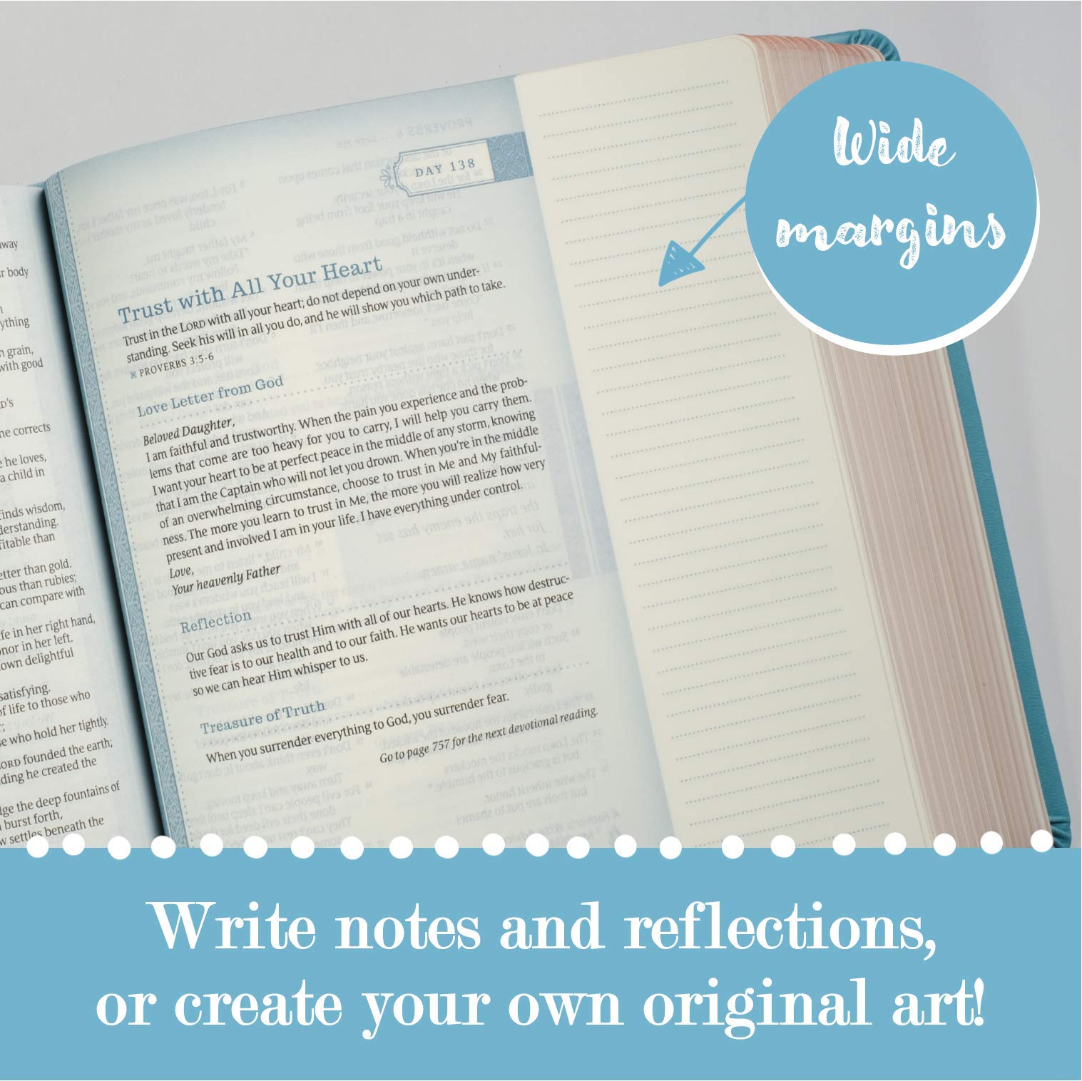 NLT THRIVE Creative Journaling Devotional Bible (Hardcover LeatherLike, Teal Blue with Rose Gold) NLT THRIVE Creative Journaling Devotional Bible (Hardcover LeatherLike, Teal Blue with Rose Gold) Imitation Leather