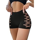 OYOANGLE Women's Cut Out Mid Rise Boyshort Panties Solid Plain Criss Cross Seamless Underwear