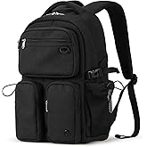 mixi Travel Laptop Backpack, Lightweight Durable School Bookbag Men Woman 15.6" Computer Bag, Water Resistant Outdoor Hiking Backpacks With Multifunction Pockets, 16 Inch, Black