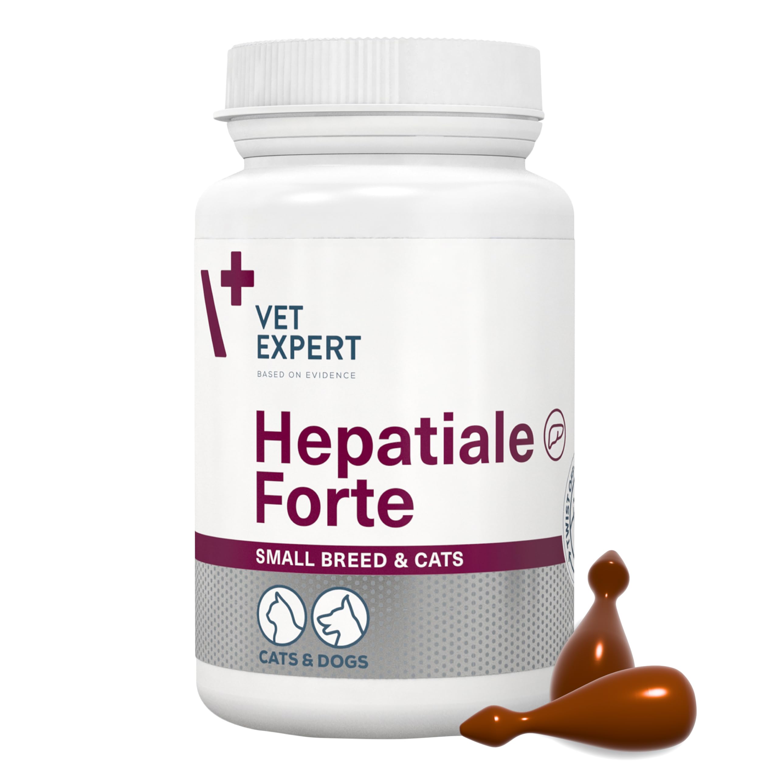 Vet Expert Hepatiale Forte Small Breed and Cats – Liver Support Supplement With Milk Thistle – 40 Twist-Off Capsules