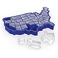 True Zoo U Ice of A BPA-Free Silicone Ice Cube Tray, USA Ice Mold, Novelty Ice July 4th Party Supplies, Dishwasher Safe, Blue, 38 Cubes