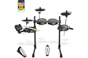 Alesis Turbo Mesh Kit – Electric Drum Set With 100+ Sounds, Quiet Mesh Drum Pads, Drum Sticks, Connection Cables, Drum Lesson