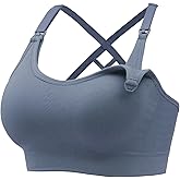 Angelhood Nursing Bras for Breastfeeding, Seamless Nursing Sports Bra Medium Impact Support Maternity Bras for Pregnancy