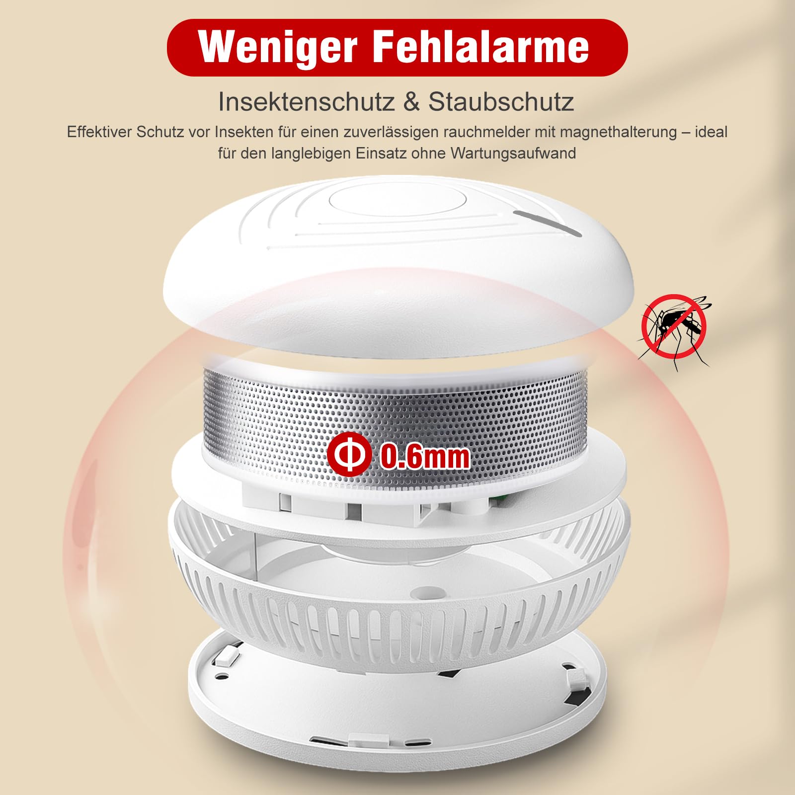 DAYTECH Rauchmelder 10 Jahre Batterie – 6er Rauchmelder mit Magnethalterung Set, TÜV Rheinland Zertifiziert, Feuermelder mit 85 dB & Test/Stummschaltung – Brandmelder für Schlafzimmer, Kinderzimmer 7