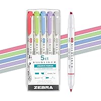 Zebra Pen Mildliner Double Ended Highlighter Set, Broad and Fine Point Tips, Assorted Cool and Refined Ink Colors, 5-Pack