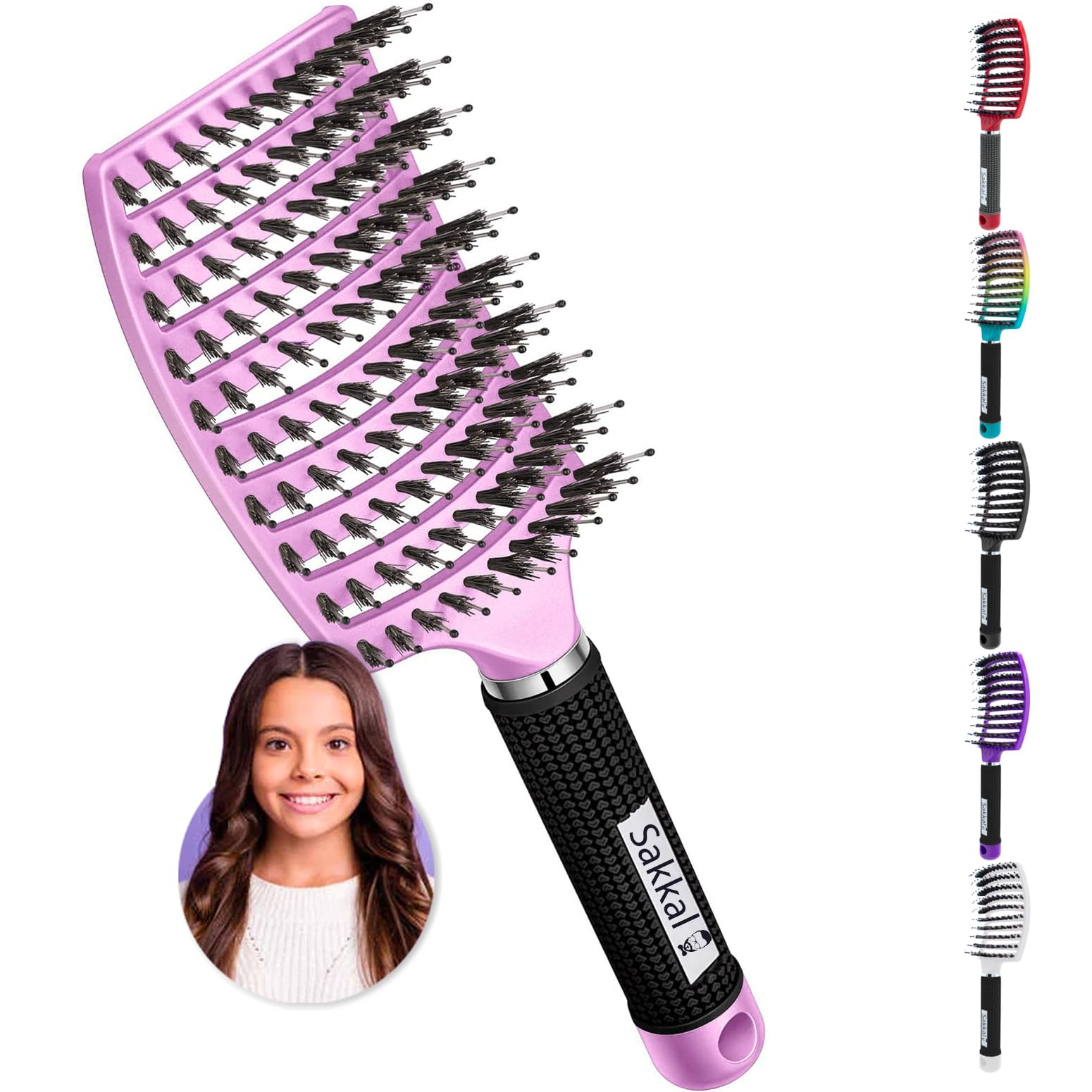 Detangling Hair Brush | Women Curly Children Anti Frizz All Afro Drying Long Thick Thin Dry Brushes Comb Women Wavy Boar Wet Smooth Demeler… (PINK)