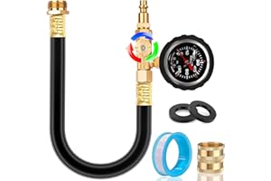 TianPtion Upgraded RV Water Blow Out Winterizing Kit Sprinkler Winterization Hose with Oil Filled Pressure Gauge Compressor Winterize Adapter Plug, for Camper, Boat, Travel Trailer, Motorhome, Faucet