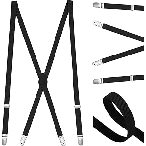 Unittype Skinny Suspender for Men 0.5 Inch Thin Invisible Suspender Adjustable Elastic X-Back Trouser Straps with Clips