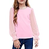 Arshiner Girls Long Sleeve Shirt with Ruffle Cuffs Polka Swiss Dots Kids Girls Pullover Shirts Cute Crewneck Girls Top