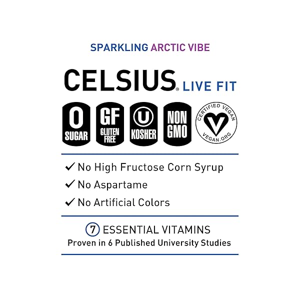 CELSIUS ARCTIC VIBE SPARKLING FROZEN BERRY, FUNCTIONAL ENERGY DRINK, 12 FL OZ (PACK OF 12)