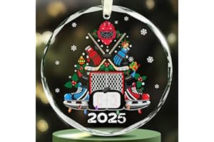 Hockey Christmas Ornament - Hockey Ornaments for Christmas Tree- Xmas Ornaments - Gift for Sports Enthusiasts - Glass Christm
