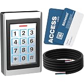 Bl&uuml;tezeit Wired Gate Opener Keypad with 2 RFID Cards &amp; 16.4ft Cable, IP67 Waterproof Metal Entry Pad for Garage Door, Gate Motors, 12V DC Supports 2000 Users with PIN Code &amp; Card Access Control System
