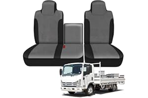 SAPUBK Custom-Fit Front Seat Cover Replace for 2006-2025 Isuzu NPR 40/60 Split Bench, Front Knitted Fabric with Back Soft Foa
