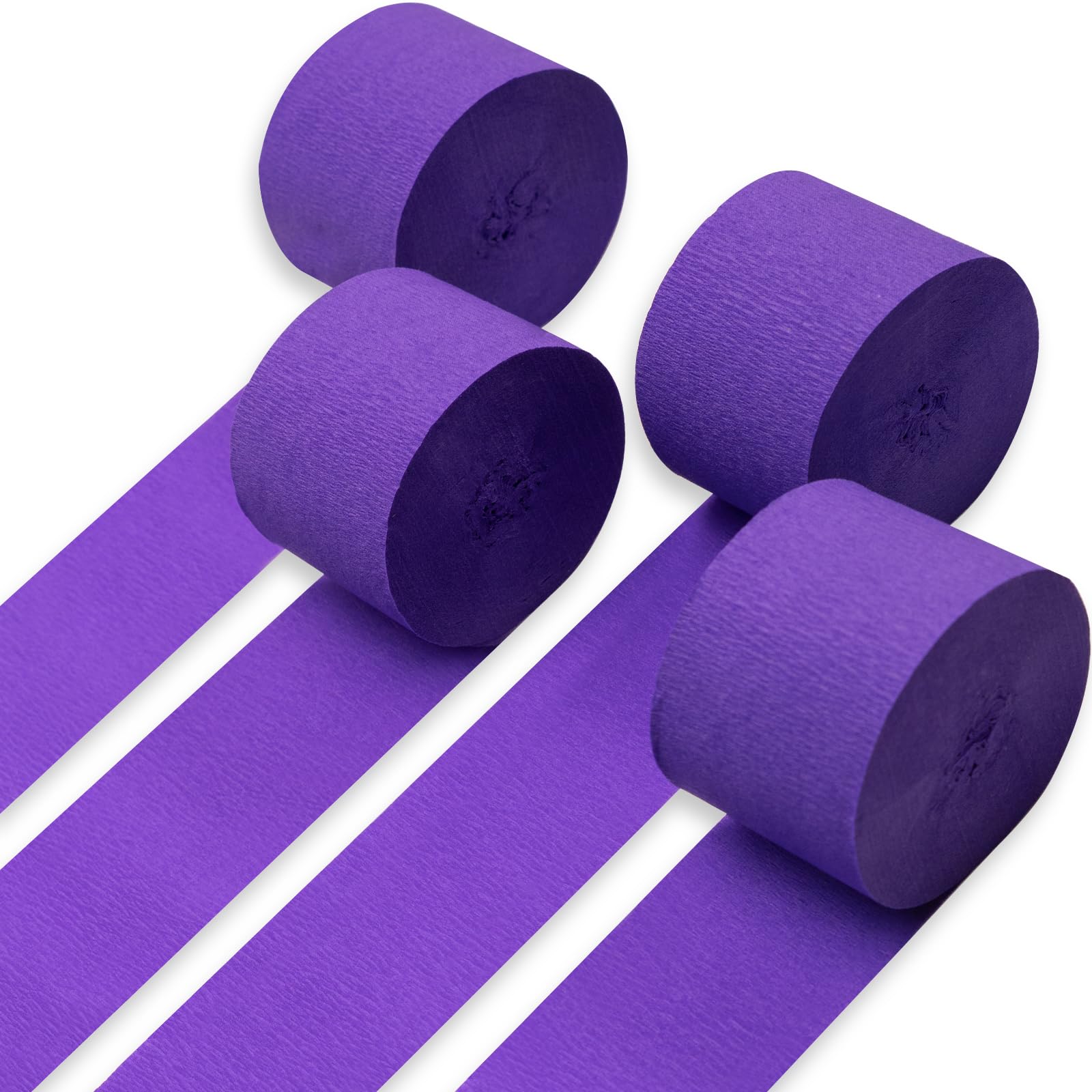 Photo 1 of PartyWoo Purple Crepe Paper Streamers 4pcs 328ft Pack of Dark Purple Crepe Paper Streamers for Birthday Gender Reveal Baby Shower Bachelorette Graduation Princess Butterfly Theme Party Decorations