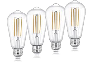 DIQMIAQ Vintage E26 LED 6W Edison Bulb Dimmable ST58 Light Bulbs 850LM Warm White 2700K Led Filament Light, CRI90+ Bulb Light