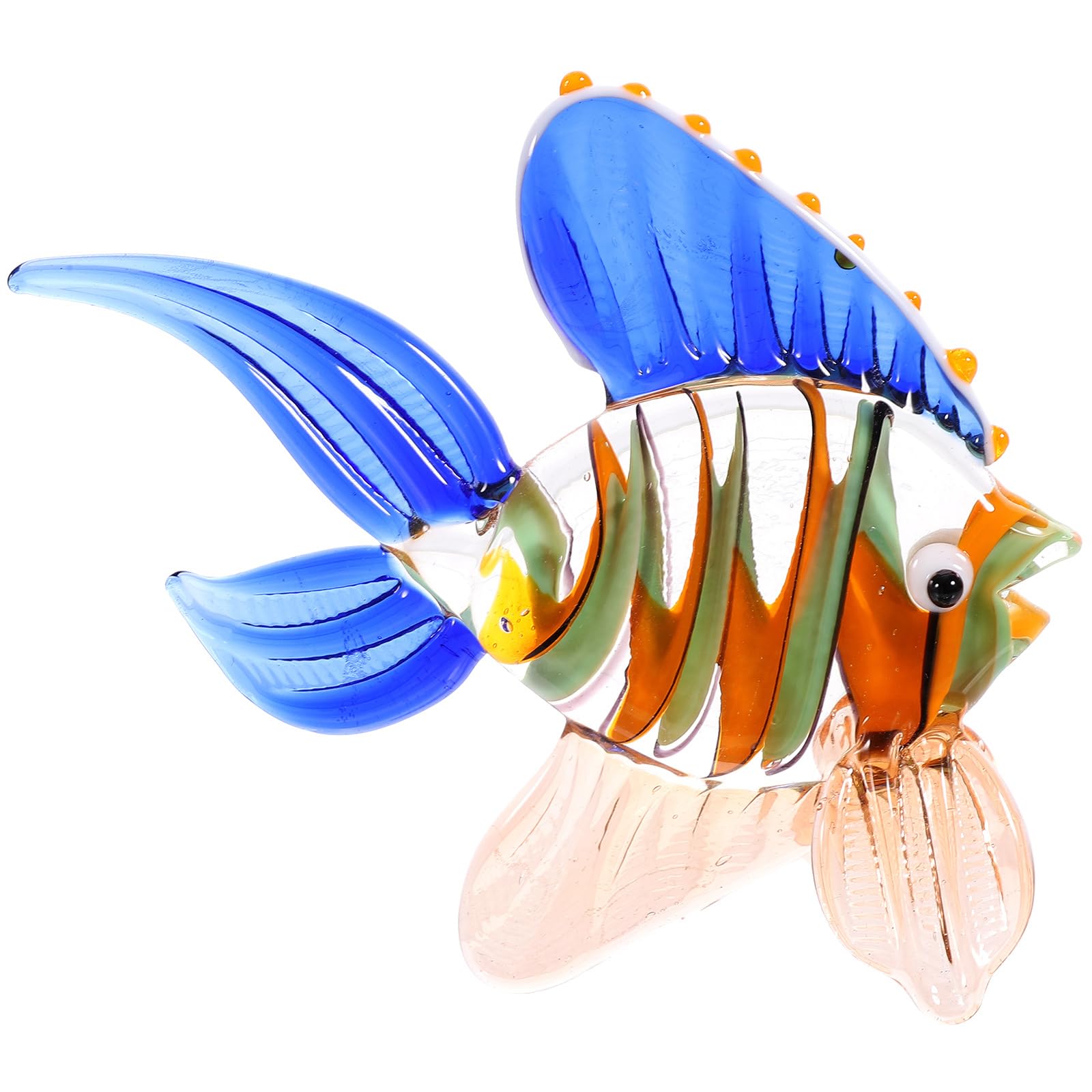 WINOMO Glass Fish Ornaments Color Stained Fish Collectible Figurines Home Glass Decor Marine Theme Desktop Art Ornament for Home Office Desktop Decor Blue