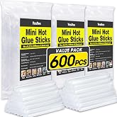 600 Pack Mini Hot Glue Sticks, 4" Long x 0.27" Diameter Glue Sticks for Mini Glue Guns, Multipurpose for Wood, Metal, Glass, Plastic, Floral, Fabric, Leather, Foam, Floral