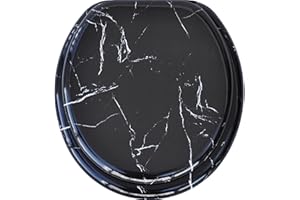 Nastarki Round Toilet Seat, Slow Close Wood Toilet Seats, Wooden Toilet Seats with Strong Alloy Hinges, Adjustable Toilet Seat, Easy to Install and Clean