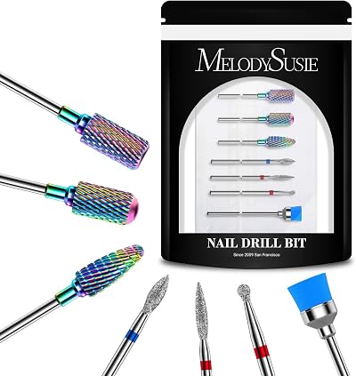 MelodySusie Nail Drill Bits Set 7pcs Tungsten Carbide 3/32 Inches
