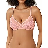 Avidlove Lace Bras for Women Sheer Balconette Underwire Unlined Everyday Bras Lingerie S-XXL