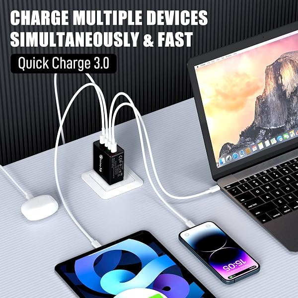 PRO PHONE CHARGER, PRO CHARGER, 4-PORT WALL WITH INTELLIGENT TEMPERATURE CONTROL,TRAVEL FAST CHARGING,WALL CHARGE FOR TRAVEL & HOME,UNIVERSAL COMPATIBILITY FOR ALL PHONES (2 PCS)