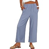 ANRABESS Womens Wide Leg Pants Summer Lounge Elastic Waist Palazzo Pants Lightweight Beach Vacation Trousers with Pockets