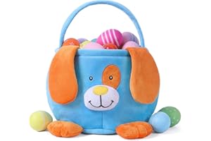 HITTOYS Easter Bunny Baskets for Kids, Egg Hunt Bags Plush Rabbit Bucket Easter Gifts for Boys and Girls