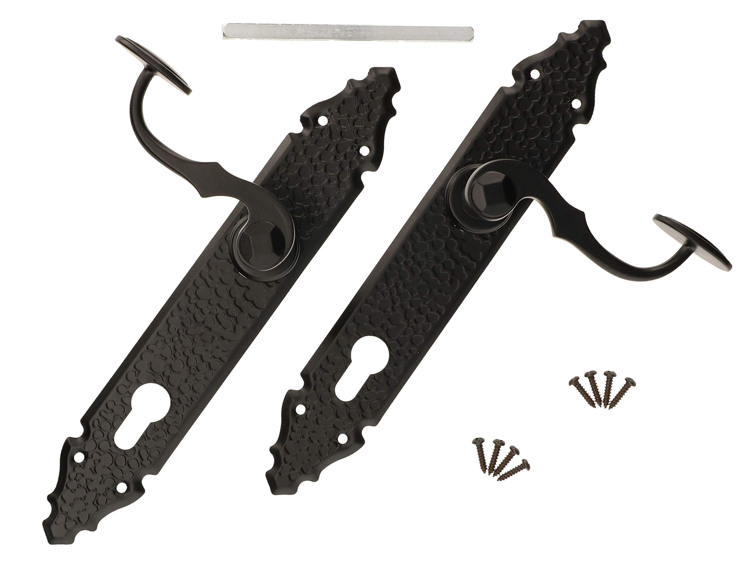 KOTARBAU® Door Fitting 90 mm for Profile Cylinder Door Latch, Forged Antique Black