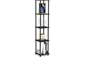 FURINNO Turn-N-Tube 5-Tier Corner Square Rack Display Shelf, Round, Espresso/Black