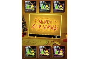 APOBATK LED Drawing Board for Kids,14"x10"& 7-Color Touch Glow Pad, Rechargeable Acrylic Dry Erase, Incl. Christmas Sketch Paper, Halloween & Christmas Gift, Easy Clean Message Night Light