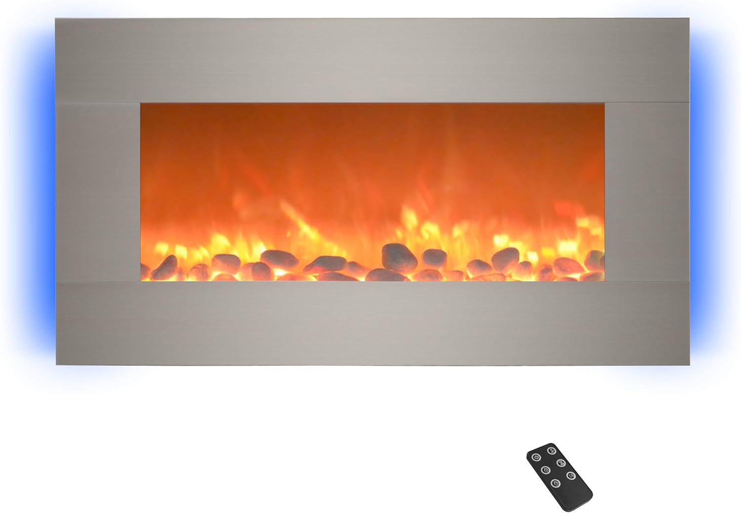 31-Inch Electric Fireplace - Front Vent, Wall Mounted, 13 Backlight Colors, Adjustable Heat and Remote Control by Lavish Home (Silver)