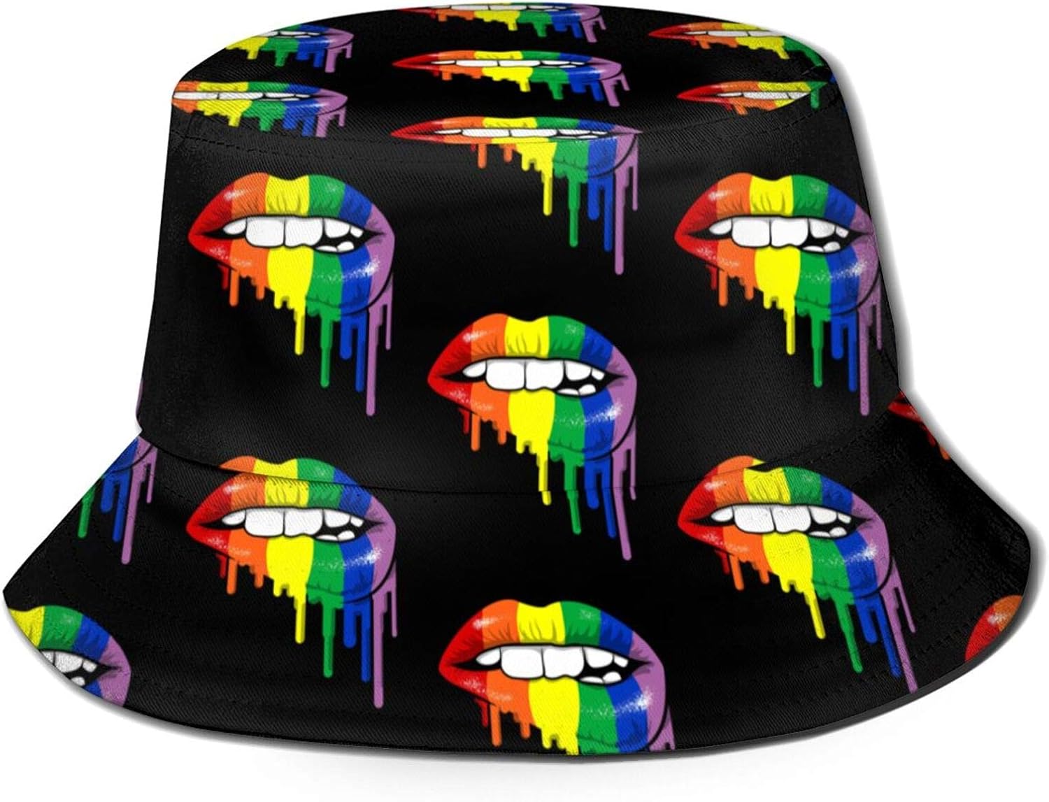 Gay Pride Homosexual Lesbian Rainbow Lips Bucket Hat Sun Beach Hats