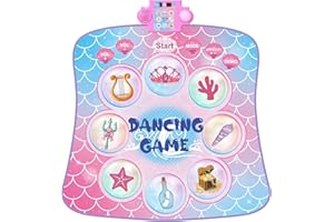 Gleamkid Dance Mat for Kids 3-12 Year Old Girls: 2025 Exclusive Mermaid Dance Mat with 9 Buttons, LED Board, 3 Game Modes 9 Levels, Music Game Toys Birthday Xmas Gifts for 3-12 Years Old Girls
