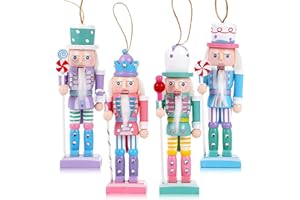 VorFor 4.72" Christmas Decorations Nutcracker Hanging Ornaments,Traditional Wooden Nutcracker Figures Soldier,Festive Collectible Christmas Doll Gift forTable Desktop Fireplace(Set)
