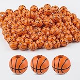 100PCS Wooden Beads,16mm Basketball Wooden Beads with Holes, Round Wood Bead for DIY Crafts, Jewelry Making, Sports Competition Decorations