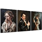 PAINURA Funny Bathroom Wall Art Set of 3 Canvas Prints Black Retro Vintage Waterproof Perfect for Bathroom Kitchen Living Room Bedroom Office,Hotel Restaurant Bar (10" L X 8" W, Unframed)