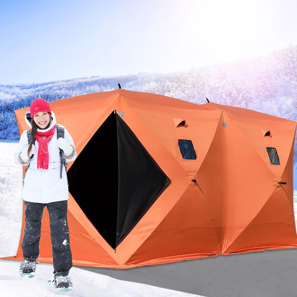 肌触りがいい アクセサリー B07jhhjpv5 Person 8 2 Shelter Orange Personポップアップポータブル氷釣り Shelter上部の断熱アイスシェルターテント釣りアウトドア ブラック For Ice Happybuy 全国総量無料で Www Aiq Aiq Com Mx