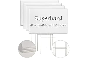 LARREEDE Blank Yard Lawn Signs, 4 Pack 18 x 12 Inches White Plastic For Happy Birthday,Garage Sale, Rent, Guidepost Decorations, Blank Lawn Signs With Stakes