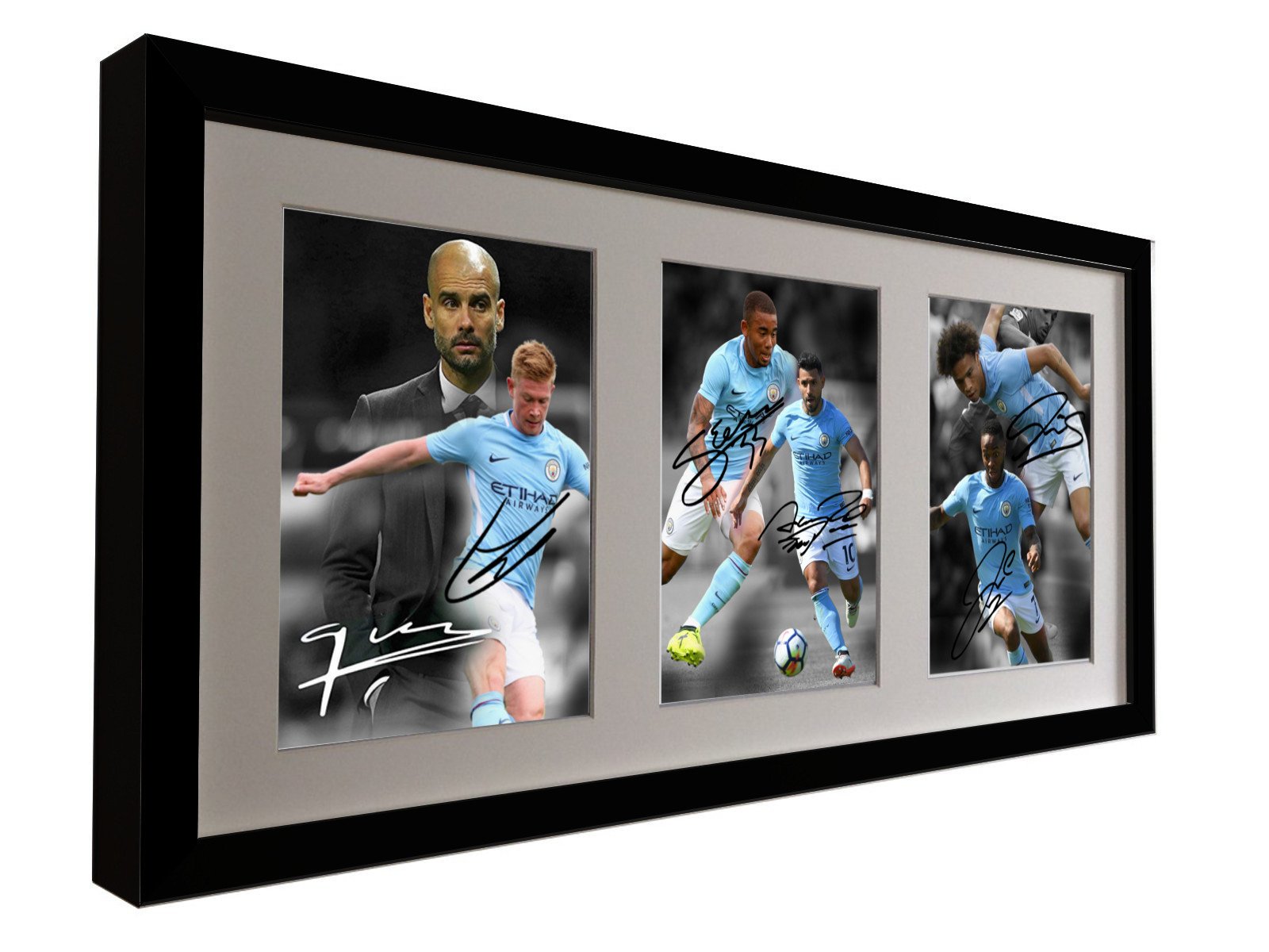 Kitbags & Lockers Signed Black 2017/18 Manchester City Pep Guardiola - Kevin De Bruyne - Sergio Agüero - Raheem Sterling - Gabriel Jesus - Leroy Sane - Autographed Photo Photograph Picture Frame Gift