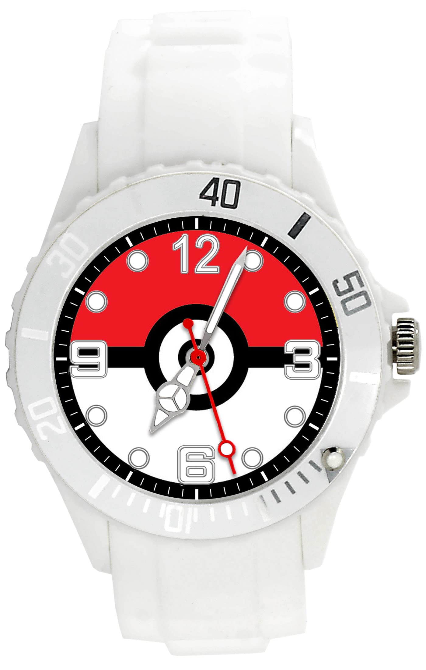 TAPORT White Silicone Band Quartz Watch for Pocket Monsters Fans