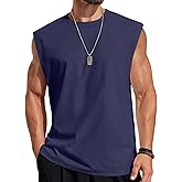 COOFANDY Mens Sleeveless Shirts Cotton Workout Tank Tops Cut Off Shirts Gym Muscle Loose Fit Tee