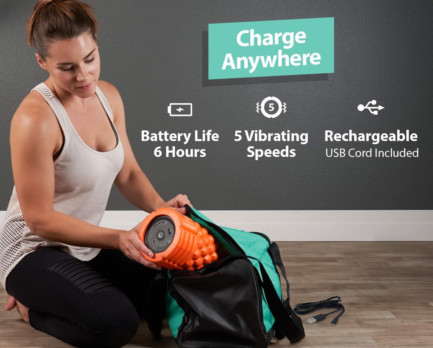URBNFit Vibrating Foam Roller 5-Speed Massage & Exercise Body Roller - Deep Tissue Trigger Point Performance, Back Muscle Recovery - Rechargeable, Electric : Sports & Outdoors