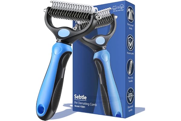 Dematting Comb for Dogs and Cats, Double Sided Hair Shedding and Dematting | Undercoat Rake Comb for Dogs, Pet Grooming Brush