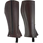 LuxHide Unisex Adult Top Grain Cow Hide Leather Half Chaps Black and Brown
