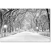 SEVEN WALL ARTS Winter Canvas Wall Art Landscape Painting Snowy Central Park Wall Pictures Giclee Print for Bedroom Living Room Home Decor 36" x 24"