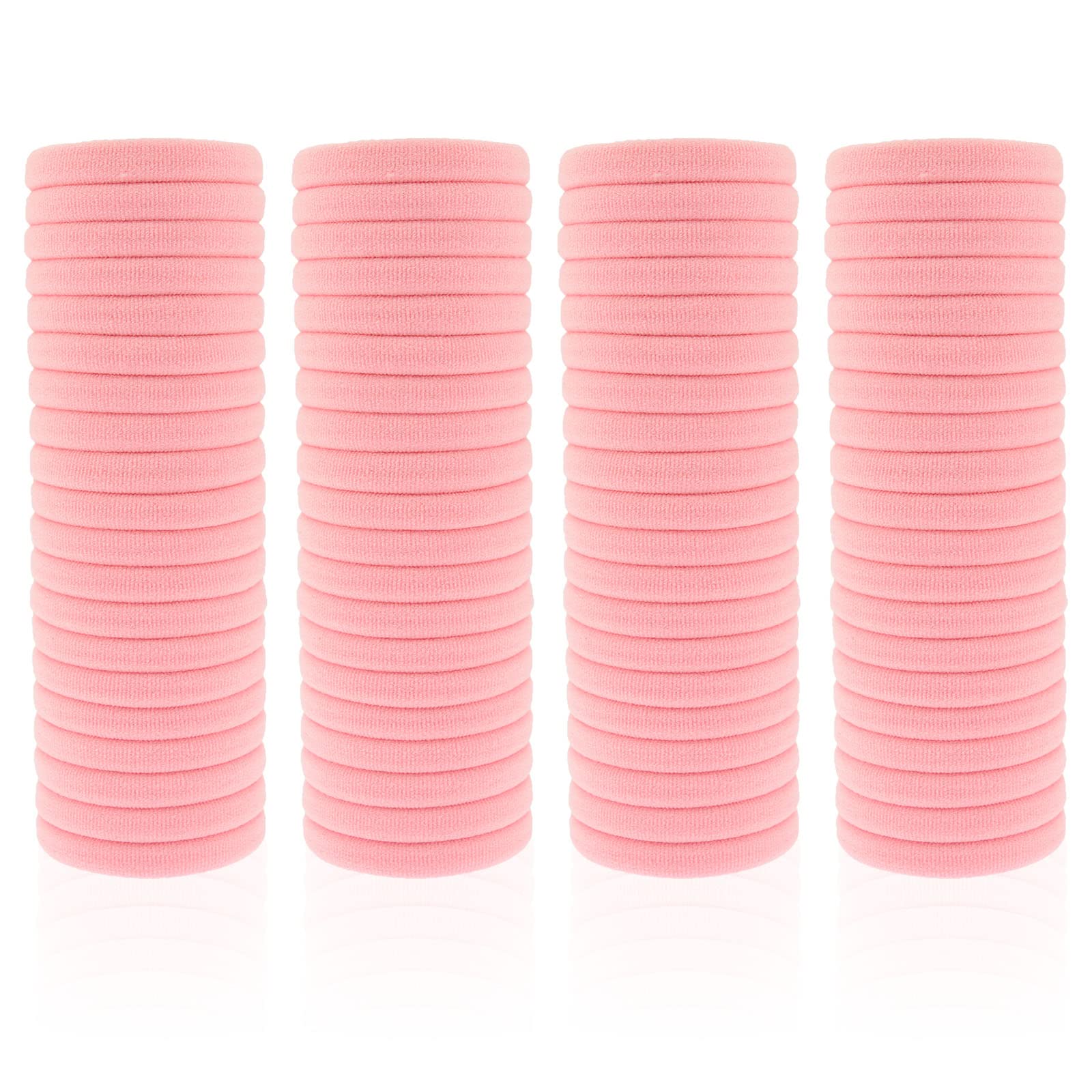 100 Pack Seamless Hair Ties for Women Girls Ponytail Holders for Thick Hair (Pink)