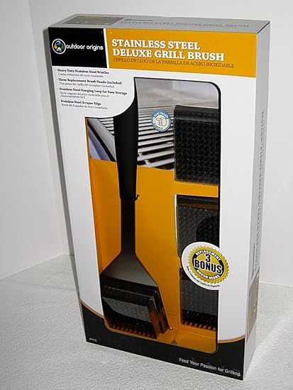 Amazon.com : Cool Touch Handle Stainless Steel Grill Brush with Three Replacement Heads : Garden & Outdoor