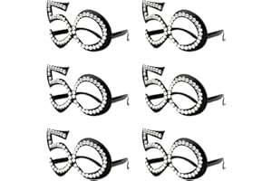 Ocean Line 50th Birthday Glasses - Number Crystal Frame, Party Favors, Wedding, Funny Costume Sunglasses, Novelty Eyewear Celebration Decoration for Kids and Adults 6 Pack (50)